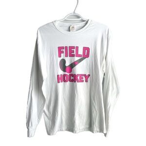 Fruit of the Loom White Field Hockey Long Sleeve Cotton Shirt